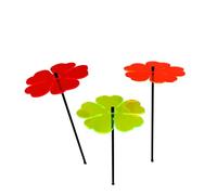 Sun Catcher Ornements de Jardin Fleur Double 3 Piquets de Jardin Décoratifs 75cm de Haut Accessoire de Jardinage Cadeau pour Les Jardiniers, Colour:Red/Orange/Green (3) RG
