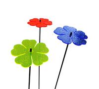 Sun Catcher Ornements de Jardin Fleur Double 3 Piquets de Jardin Décoratifs 75cm de Haut Accessoire de Jardinage Cadeau pour Les Jardiniers, Colour:Red/Yellow/Blue (3) RY
