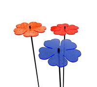 Sun Catcher Ornements de Jardin Fleur Double 3 Piquets de Jardin Décoratifs 75cm de Haut Accessoire de Jardinage Cadeau pour Les Jardiniers, Colour:Red/Blue/Orange (3) BO