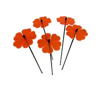 Sun Catcher Ornements de Jardin Fleur Double 5 Piquets Décoratifs 25cm de Haut Accessoire de Jardinage Cadeau pour Les Jardiniers Bouquet, Colour:Fluorescent Orange