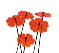 Sun Catcher Ornements de Jardin Fleur Double 5 Piquets Décoratifs 25cm de Haut Accessoire de Jardinage Cadeau pour Les Jardiniers Bouquet, Colour:Fluorescent Red