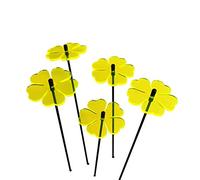 Sun Catcher Ornements de Jardin Fleur Double 5 Piquets Décoratifs 25cm de Haut Accessoire de Jardinage Cadeau pour Les Jardiniers Bouquet, Colour:Fluorescent Yellow