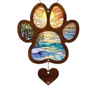 Sun Catcher - Ornements suspendus en vitrail | Attrape- coloré en forme de patte, souvenir commémoratif pour chiot, mémorial pour animaux de compagnie, sculpture de chien, décoration murale pour