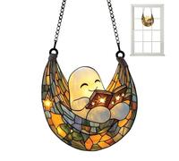 Sun Catcher Window Decor - Spooky Reading Book Design for Rainbow Light Reflection, Aesthetic Hanging Ornament for Garden, Balcony, Home, Classroom, Car, Patio, Wedding, Gift Idea