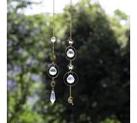 Sun Catchers Décor Fenêtre Cristaux Suspendus Suncatcher avec Pendentif Lune ou Soleil Boule de Prisme Arc-en-Ciel Maker Ornements pour la Maison Jardin Fête de No?l Décorations de Mariage et Cadeau