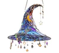 Sun Catchers for Window, Acrylic Sheet Catcher, 2D Hanging Garden Sun Catcher Witches Hats Halloween Decor, Moon & Witch Ornaments, Gift Idea & Garden Ornament Indoor Outdoor Use
