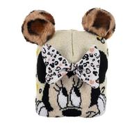 SUN CITY Bonnet Minnie Mouse avec oreilles en fourrure, nœud léopard pour filles, Blanc, 50