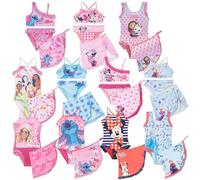 SUN CITY - Costume de plage fille 2 ou 3 pièces avec paréo ou jupe - Bikini ou ensemble - Ensemble d'été inspiré par des personnages de dessins animés, Princesses Ensemble Pareo Rose 0800, 3-4 ans