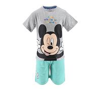 SUN CITY Pyjama Mickey Mouse d'été 2 pièces avec T-shirt et short pour enfants, gris, 8 ans