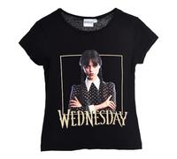 SUN CITY - T-shirt fille thème mercredi - T-shirt d'été style gothique - look décontracté inspiré par personnage série TV - 100% coton, 10378 Noir, 10 ans