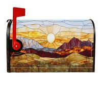 Sun Couverture magnétique de boîte aux lettres rustique, vintage, montagnes, collines, été, orange, pour décoration de jardin extérieur, 45,7 x 53,3 cm