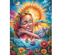 Sun Déesse dans Le Jardin Fleuri 1000 Pieces Casse-tête Personne Âgée en Carton Rigide sans Déformation Mythes fantastiques Facile Débutant Thérapie Occupationnelle Anti-Stress Petit Prix 1000 PC