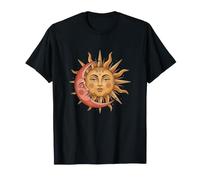 Sun Face Rose Croissant de Lune Étoiles Célestes T-Shirt