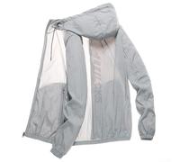 Sun For Veste de protection pour homme, ultra fine, légère, à capuche et manches longues, séchage rapide, respirant, pour course à pied, camping (M, gris)