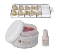 Sun Garden Nails Gel UV Cover 30 ml + boîte de 100 faux ongles + colle à ongles 7 g