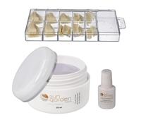 Sun Garden Nails Gel UV de Construction Thick Clear 30 ml + Boîte de 100 Faux Ongles Forme Américaine + Colle à Ongles 7 g