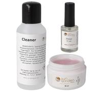 Sun Garden Nails Kit de Manucure avec Gel en Fibre de Verre Rose/Transparent 30 ml, Primer 11 ml, Cleaner 100 ml, Gel UV