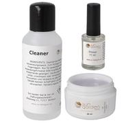 Sun Garden Nails Kit de Manucure avec Gel en Fibre de Verre Transparent 30 ml, Primer 11 ml et Cleaner 100 ml, Gel UV