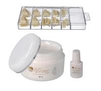 Sun Garden Nails Kit de manucure - Gel UV - Blanc - 30 ml - Avec boîte de 100 faux ongles et colle 7 g dans un flacon pinceau