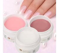 Sun Garden Nails Lot de 3 Flacons de Gel UV Durcissant UV/LED 30 ml - Rose Laiteux - Blanc Laiteux - Nude Naturel - Gel de Construction pour le Design des Ongles et le Nail Art