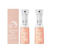 Sun-glaze transparent brume à crème solaire SPF 42, infusée d'huile de corps chatoyante, enrichie d'essence corporelle étincelante, de brume hydratante résistante à l'eau, bloc solaire léger (2pcs)