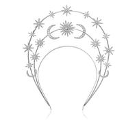 Sun Goddess Serre-tête avec auréole et étoile en strass pour femmes et filles Argenté