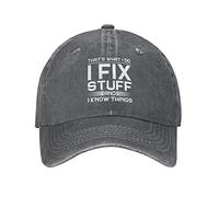 Sun Hat C'est Ce Que Je Fais, Je Répare des Trucs Et Je Sais des Choses Évacuation De La Transpiration Denim Casquette pour Pas Étouffant Trucker Cap pour Plein Air Running Extérieur