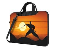 Sun Karate Sac fourre-tout pour ordinateur portable pour homme et femme Motif silhouette de karaté, noir, 14 inch