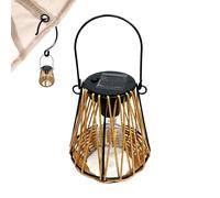 Sun Lantern, Hanging Rattan Lamp, 9.84x6.1x5.12 Inches Waterproof Glow Solar Glow Effect, Waterproof Iron PC Lantern, Vintage Rattan Style, Garden Patio Outdoor Use, Yard Porch Balcony Setup