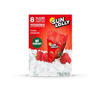 Sun Lolly Glaces à l'eau Fraise Lot de 8 | Avec jus de fruits | Congélation automatique | Sans arômes artificiels | Sans édulcorants | Sans lactose | Sans gluten | 1 x 480 ml