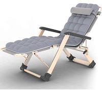 Sun Lounger Garden Chairs Foldable Deck Chair Deck Chair Recliner, with Thick Cotton Pad Portable Zero Gravity Folding Bed Double Oxford Cloth Lounger Chair (Color, Blue),Gray