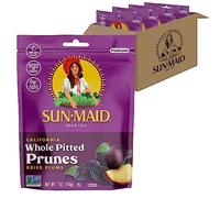 Sun-Maid California Pruneaux entiers dénoyautés séchés au soleil - Lot de 4 sacs refermables de 200 ml - Prunes séchées - Collation aux fruits secs pour le déjeuner, les collations et les édulcorants