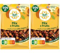 SUN - Mélange 3 Fruits Secs Raisins Noisettes Amandes 500 g - Encas Équilibré Naturel Sans Sucres Ajoutés - Pour Apéritif, Snacking, Randonnée, Sport, Cuisine Maison - Source d'Énergie et de Fibres