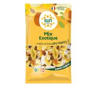 SUN - Mélange Fruits Secs Exotiques 500 g - Mix Apéro Chips de Banane, Raisins Secs, Cubes Ananas Papaye, Amandes & Coco - Idéal Pour Snacking, Apéritif - Fruits Déshydratés
