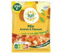 SUN - Mix Ananas Papaye 250 g - Mélange Cubes Ananas & Papaye - Mix Apéro Exotique - Idéal Pour Snacking, Apéritif - Fruits Déshydratés