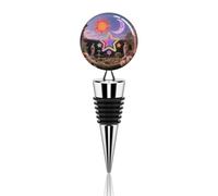 Sun Moon Bouchon de bouteille de vin en acier inoxydable, joint hermétique, réutilisable, étanche, garde la fraîcheur, accessoires de bar pour les amateurs de vin