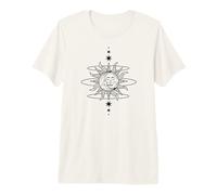 Sun Moon Céleste Minimaliste Line Art T-Shirt Haut de Gamme