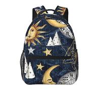 Sun Moon Clock Art Daypack Sac à bandoulière léger et polyvalent antivol Sac à dos pour ordinateur portable de grande capacité Sac à dos avec bretelles réglables