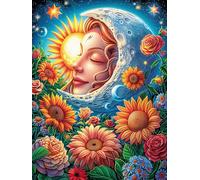 Sun Moon Mädchen im Garten 1000 Pieces Casse-tête Adulte en Carton Haute Qualité Tier- und Pflanzenmärchen Très Difficile Haute Difficulté Anti-Stress Décoration Murale Cadeau Fête des Pères 1000 PCS