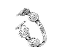 Sun Moon Star Style Metal Stainless Steel Bling Crystal Watch Band Strap Compatible for Fitbit Versa 2 (Silver)