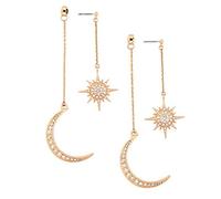 Sun Moon Stars Boucles d'oreilles pendantes Punk avec strass pour bijoux abordables et prat