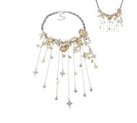 Sun Moon Stars Necklace for Women,Dainty Adjustable Pendant Tassel Charm Vintage Layered Jewelry,Birthday Gift for Her (2)