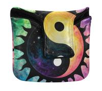 Sun Moon Yin Yang Couverture de putter de golf rétro Tai Chi Fermeture magnétique pour maillets et carrés en cuir PU imperméable
