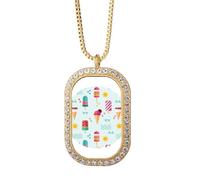 Sun Mountain Collier avec pendentif en forme de glace glacée en cristal Doré