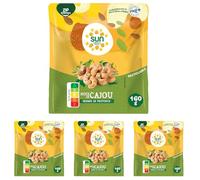 SUN - Noix de Cajou aux Herbes de Provence 160 g - Croquantes et Aromatiques - Fruits Secs Salés pour Apéro, Snacking, Cuisine, Pâtisserie - Encas Gourmand, Apéritif Original (Lot de 4)