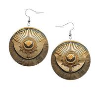 Sun Old Boucles d'oreilles rondes en cuir léger avec imprimé grâce égyptienne intemporelle pour femme et fille, One Size, Polyester