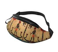 Sun Old Egyptian Timeless Grace Sac banane pour homme femme Sac banane en polyester imprimé pour voyage, marche, sport avec sangle réglable, Noir , Taille unique