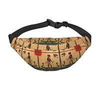 Sun Old Egyptian Timeless Grace Sac banane pour homme femme Sac banane en polyester imprimé pour voyage, marche, sport avec sangle réglable, Noir , Taille unique