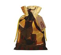 Sun Old Egyptian Timeless Grace Sacs à cordon de serrage pour emballage cadeau de fête de Noël, ruban de Noël jaune, S