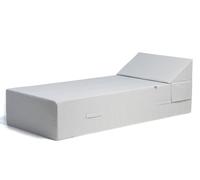 SUN PACK UMBRELLA POUF | 1 Lit de piscine COZIP une place 200x88xh38cm + 1 coussin 50x50cm+ 1 pouf 40x40cm Gris perle / Gris Perle / Beige